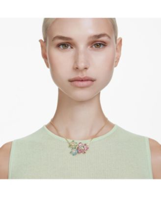 Idyllia Mixed Cuts Flower Gold-Tone Plated Pendant Necklace