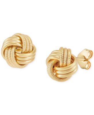 Italian Gold Polished Triple Swirl Love Knot Stud Earrings