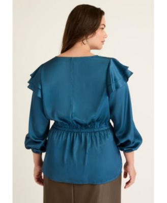 Women's June + Vie Satin Peplum Top
