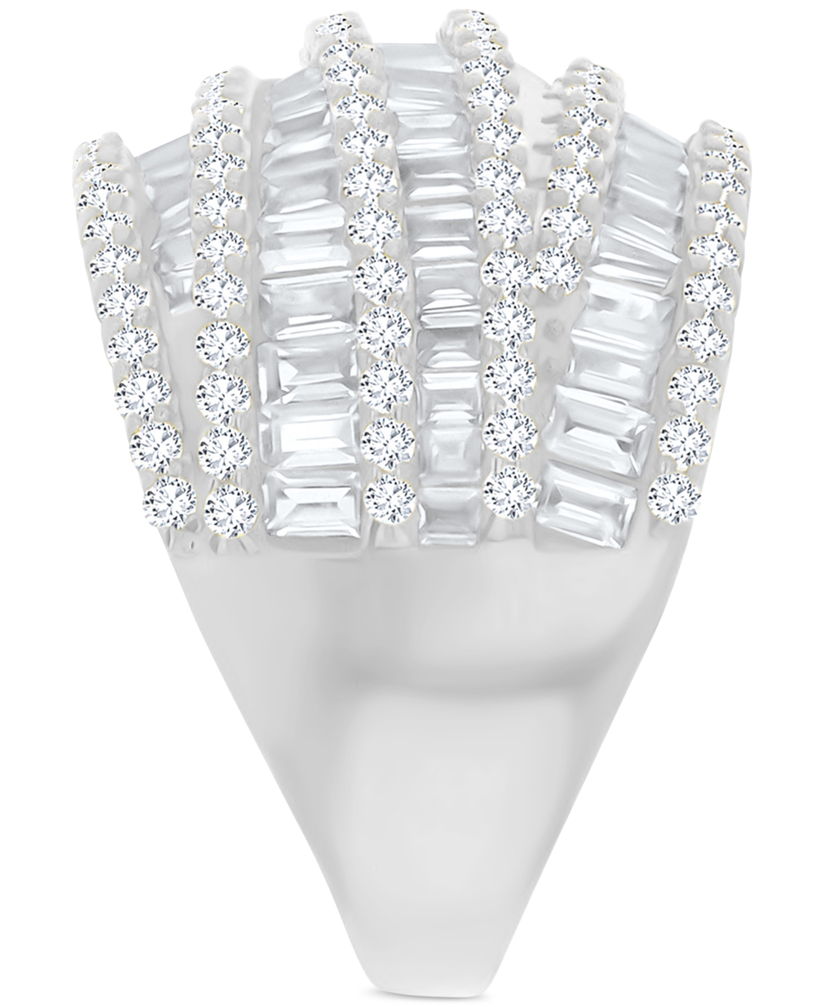 Macy's Mixed Cubic Zirconia Multi-row Ring (4-3/4 Ct. T.w.) In 14k Gold Over Sterling Silver In Silver