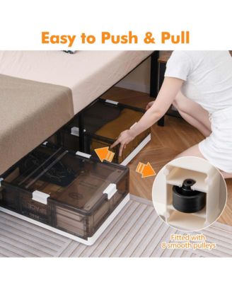 2 Pack 26.5 Gal Under Bed Storage Containers with Wheels Double Opening Lids
