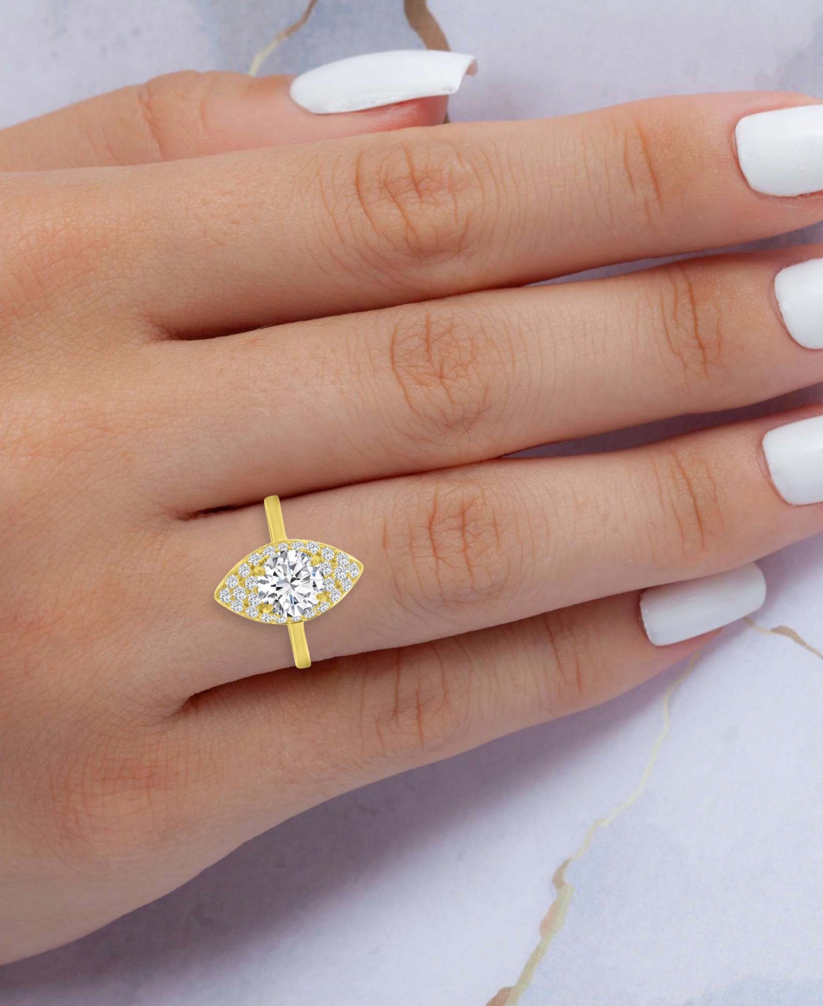 Macy's Cubic Zirconia Marquise Ring (4-3/8 Ct. T.w.) In 14k Gold Over Sterling Silver In Gold