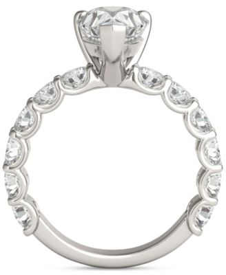 Moissanite Solitaire & Trellis-Set Side Stone Ring (3-1/2 ct. t.w.) in 14k White Gold
