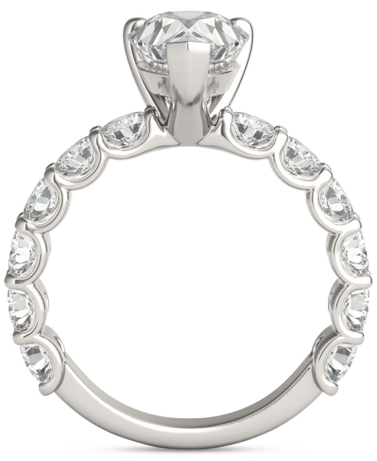 Charles & Colvard Moissanite Solitaire & Trellis-set Side Stone Ring (3-1/2 Ct. T.w.) In 14k White Gold In 14k White Gold