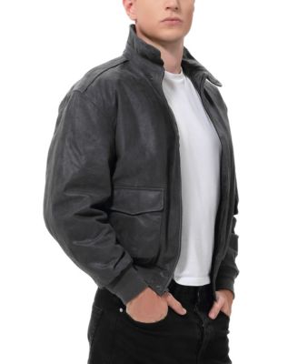 Men A-2 Distressed Leather Flight Bomber Jacket