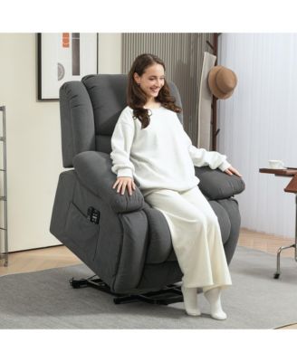 1-Pc PU Leather Power Lift Recliner with Vibration Massage and Heat – Recliner Chair