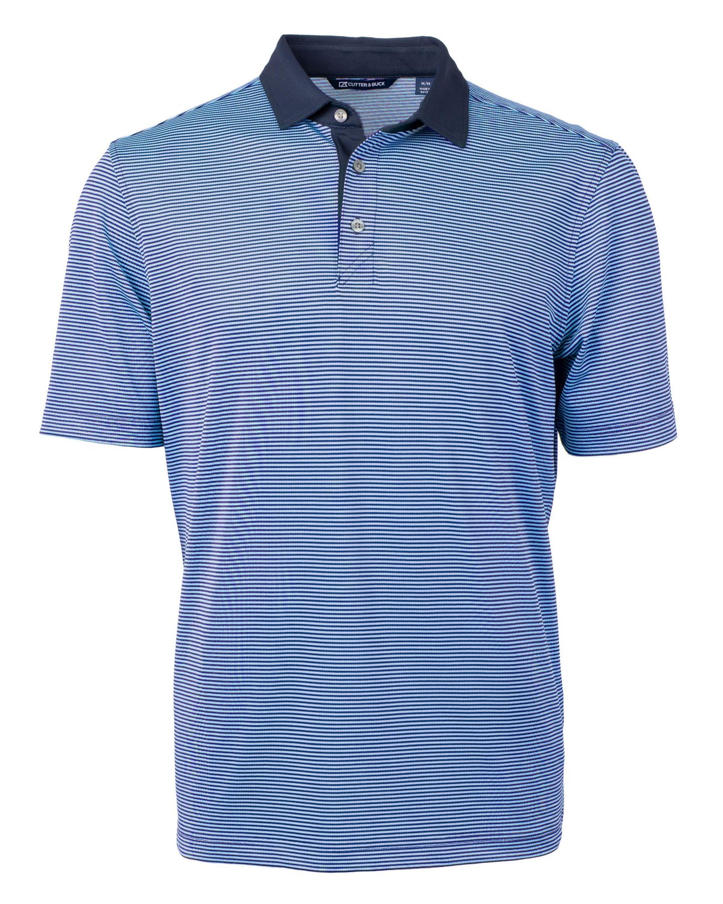 Мужское поло Cutter & Buck Cutter Buck Virtue Eco Pique Micro Stripe Recycled Polo Shirt, цвет: Тёмно-синий — фото 2