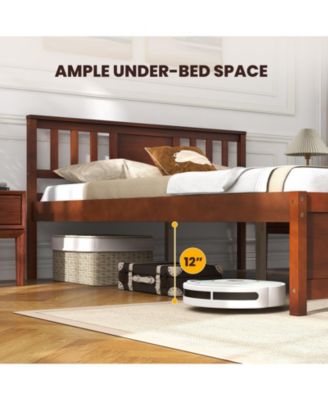 Wood Platform Bed Frame with Headboard and Slats, No Box Spring Needed
