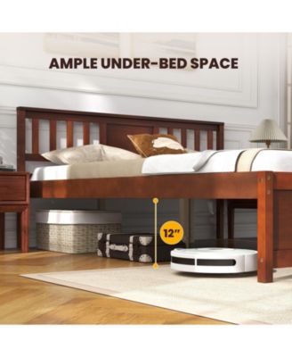 Wood Platform Bed Frame with Headboard and Slats, No Box Spring Needed