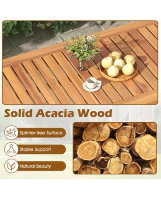 4 Pieces Outdoor Acacia Wood Conversation Set with Soft Cushions and Coffee Table-White