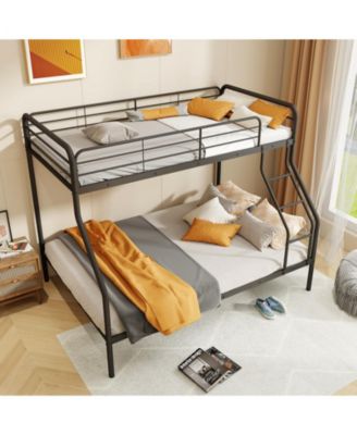 Sturdy Over Bunk Bed with Ladder and Full-Length Safety Rails