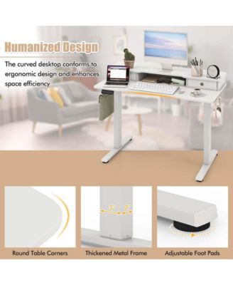 48"x 24" Electric Standing Desk with 2 Drawers Monitor Stand Storage Shelf