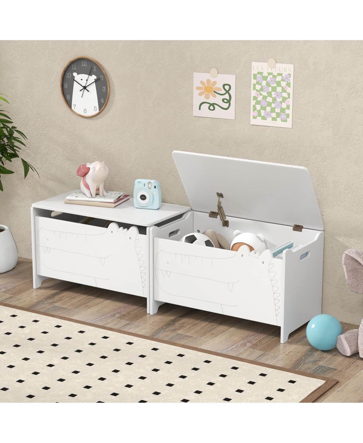 Kids Toy Box with Safety Hinge for Secure Storage and Easy Access to Toys