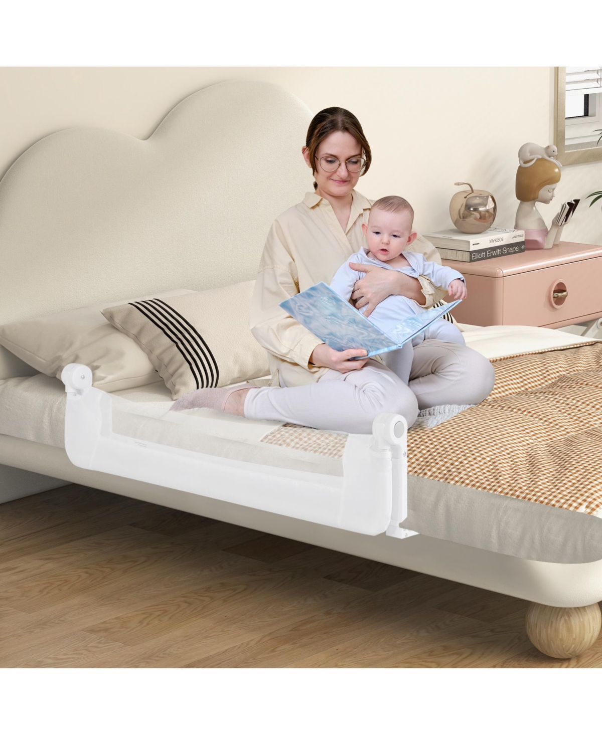 Foldable Bed Rail Swing Down Baby Bed Guard Rail