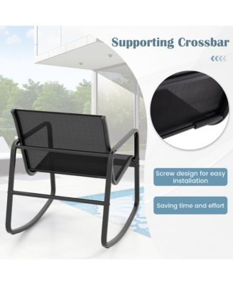 8 PCS Rocking Bistro Set Patio Furniture Set w/ Loveseat Rocking Chairs & Coffee Table