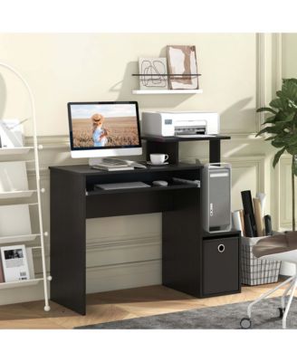 Home Office Computer Desk Space-saving Study Writing Desk with Keyboard Tray