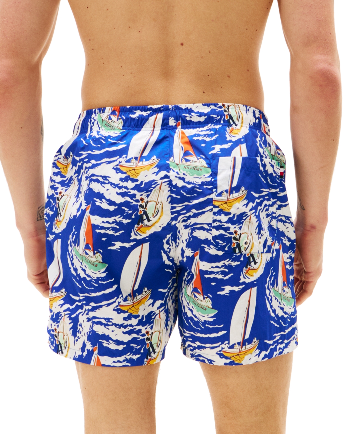Tommy Hilfiger Men's Print Drawstring 5" Swim Trunks In Nautical Boats