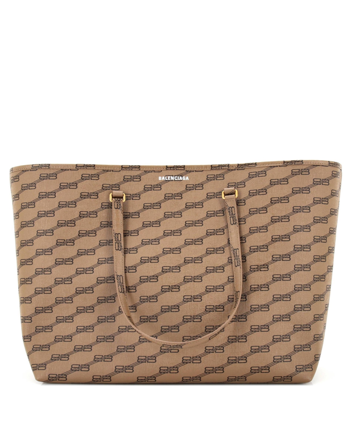 Large Signature East-West Shopper Tote Bb Monogram Coated Canvas - Brown