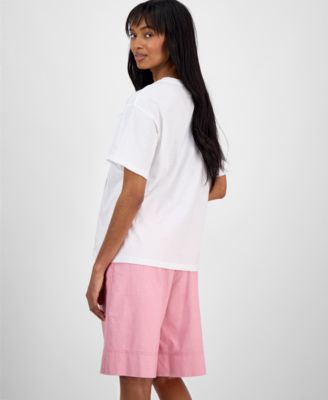 Women's Cotton Crewneck Graphic-Print T-Shirt