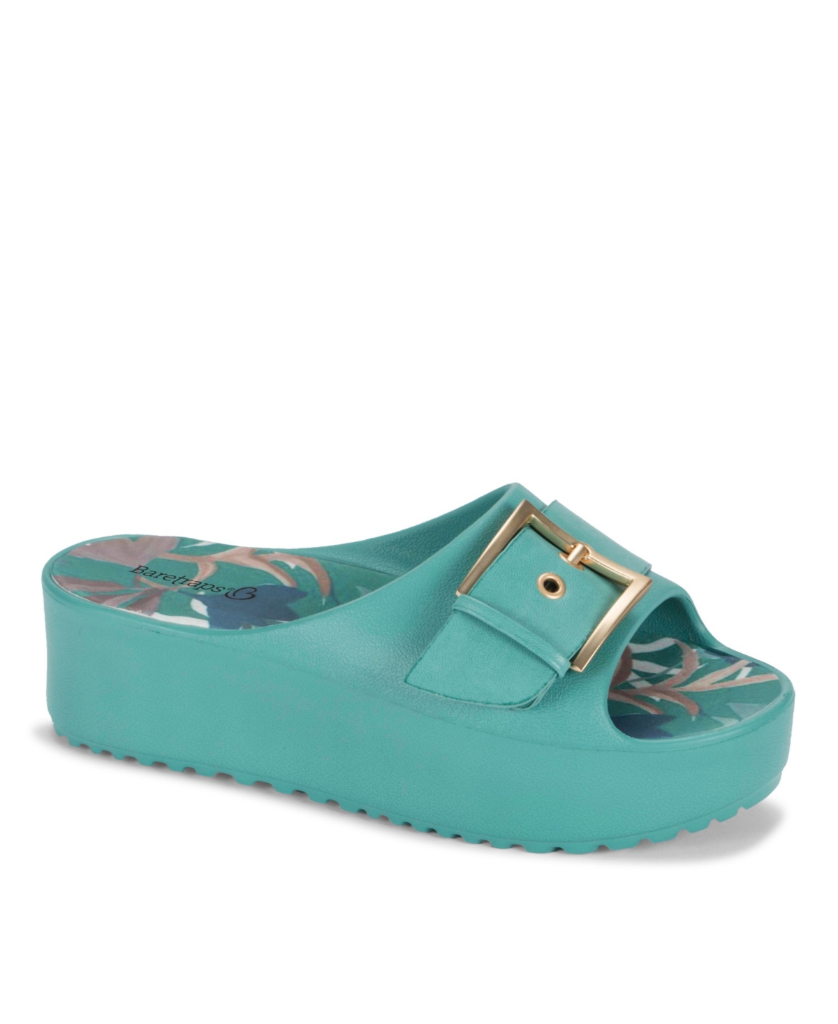 Baretraps Pacey Womens Faux Leather Platform Flatform Sandals In Taffy Teal
