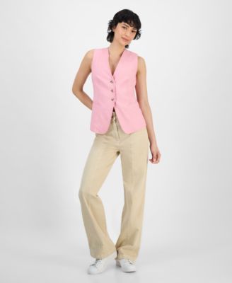 Women's V-Neck Sleeveless Button-Front Vest