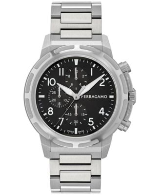 Ferragamo - Men's Swiss Chronograph Sport Stainless Steel Bracelet Watch 44mm
