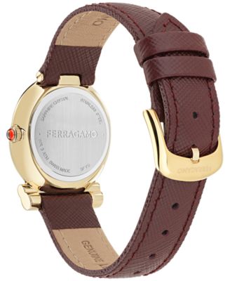 Women's Swiss Gancini Twisted Burgundy Leather Strap Watch 28mm