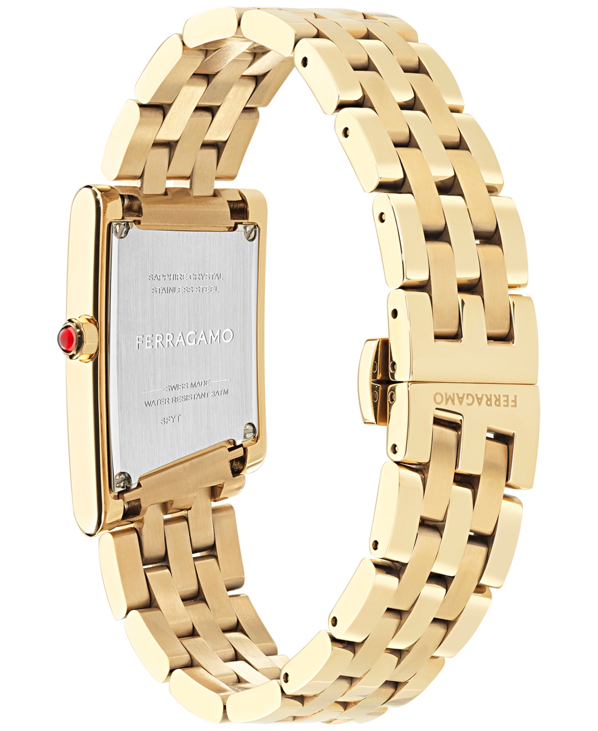 Ferragamo Women's Swiss Asymetrique Diamond Accent Gold Ion Plated Bracelet Watch 22x36mm In Gold