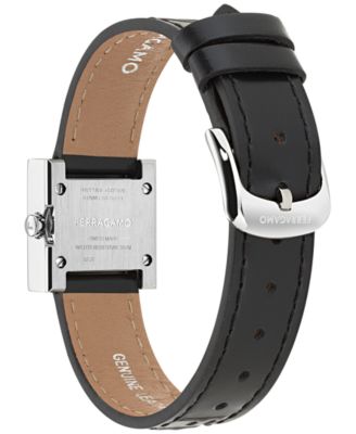 Women's Swiss Portrait Black Leather Strap Watch 20mm