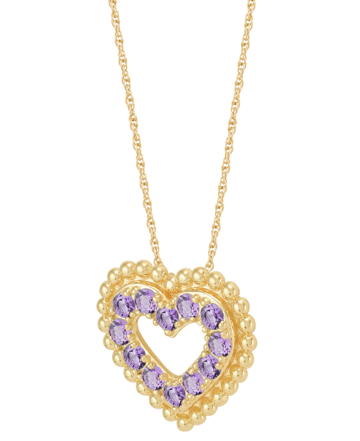 Macy's Amethyst (3/4 ct. t.w.) Heart Pendant Necklace in 14k Gold Over Sterling Silver