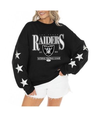 Gameday Couture - Women's  Black Las Vegas Raiders Rhinestone Star Sleeve Settle the Score Tri-Blend Pullover