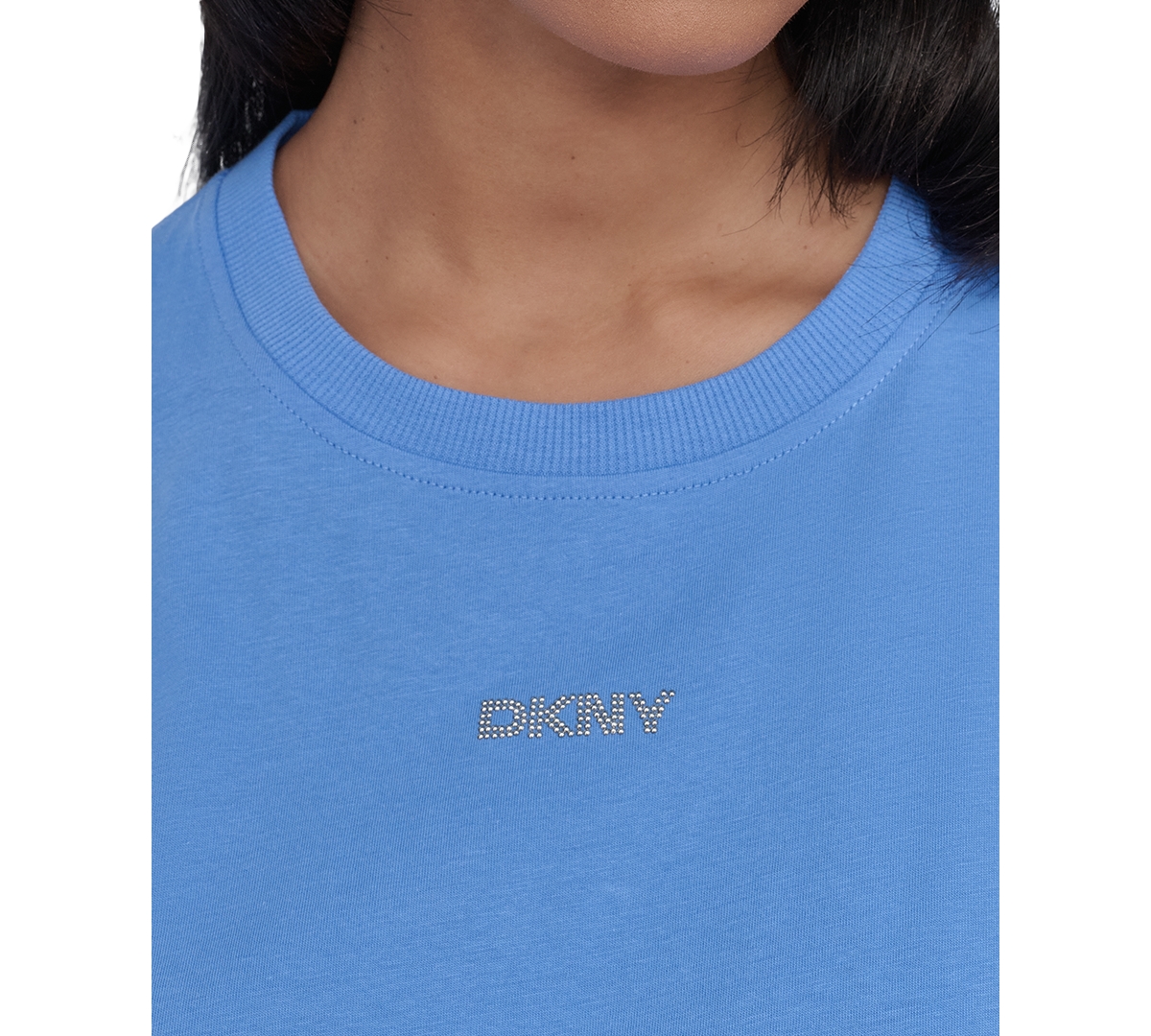 Dkny Women's Studded-logo T-shirt In Blue
