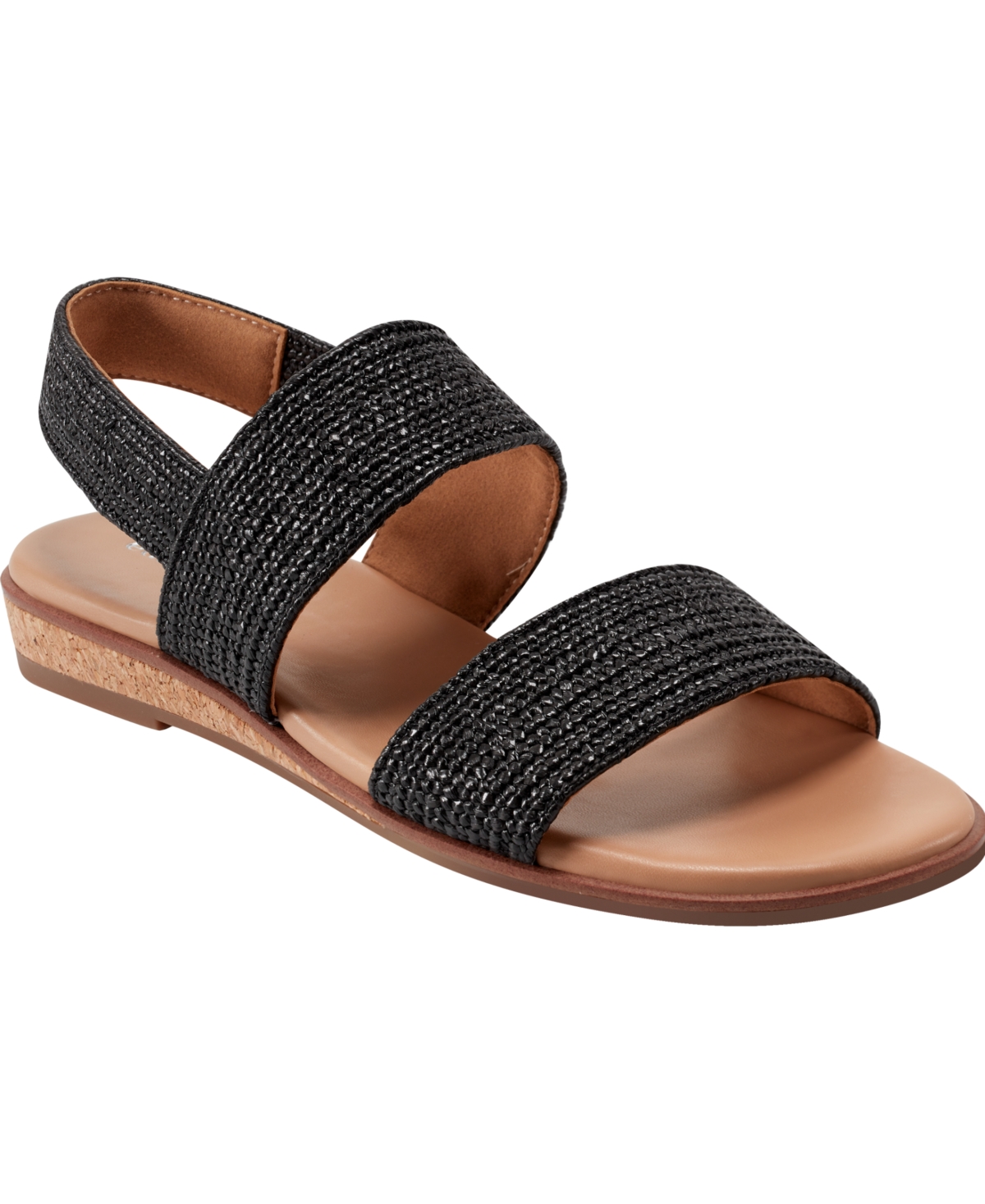 Shop Easy Spirit Women's Lana Double Band Flat Slingback Sandals In Black