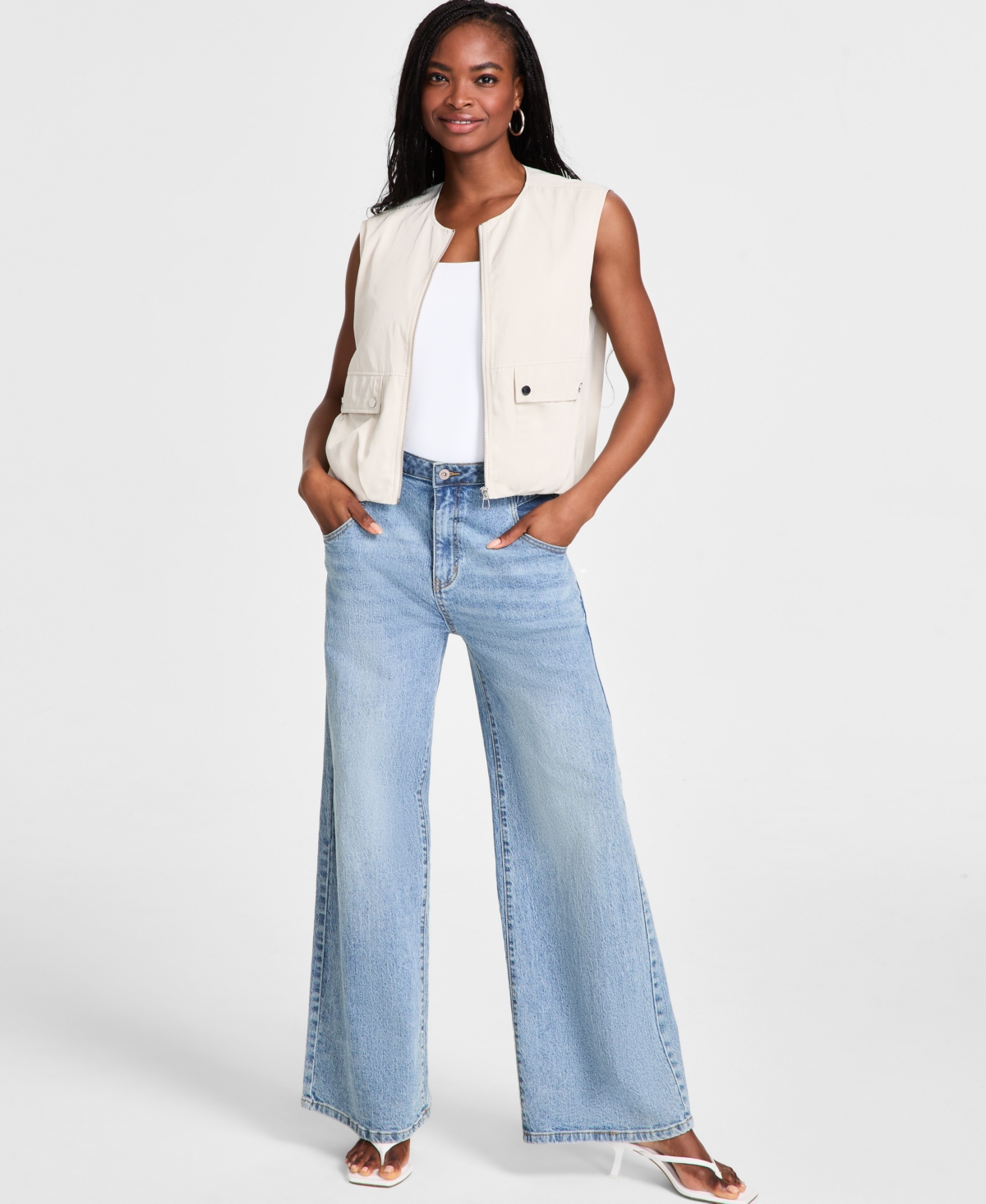 BAR III WOMEN'S BUBBLE-HEM CARGO VEST, EXCLUSIVELY AT MACY'S 