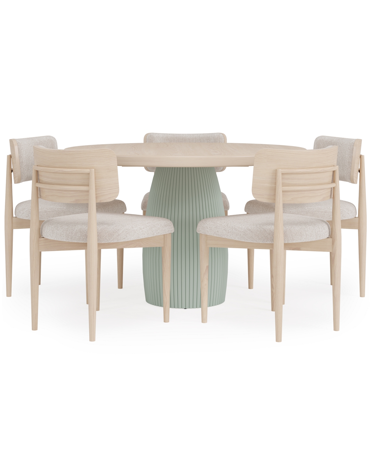 Macy's Lunare 6-pc. Dining Set (round Table & 5 Curved Chairs), Created For  In Sand,jade