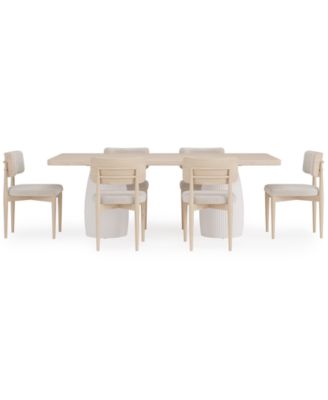 Lunare 7-Pc. Dining Set (Rectangular Table & 6 Curved Chairs)