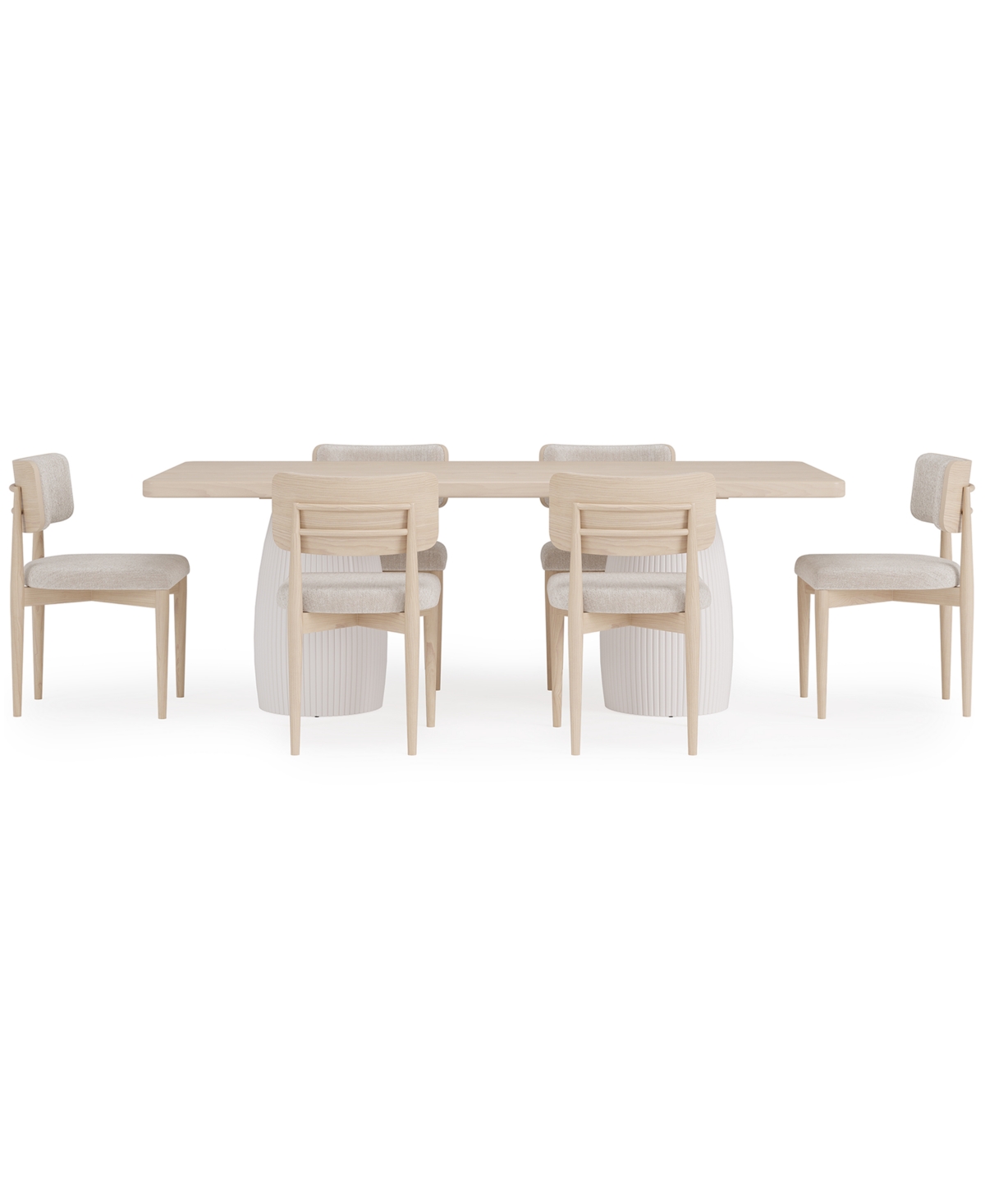 Macy's Lunare 7-pc. Dining Set (rectangular Table & 6 Curved Chairs) In No Color