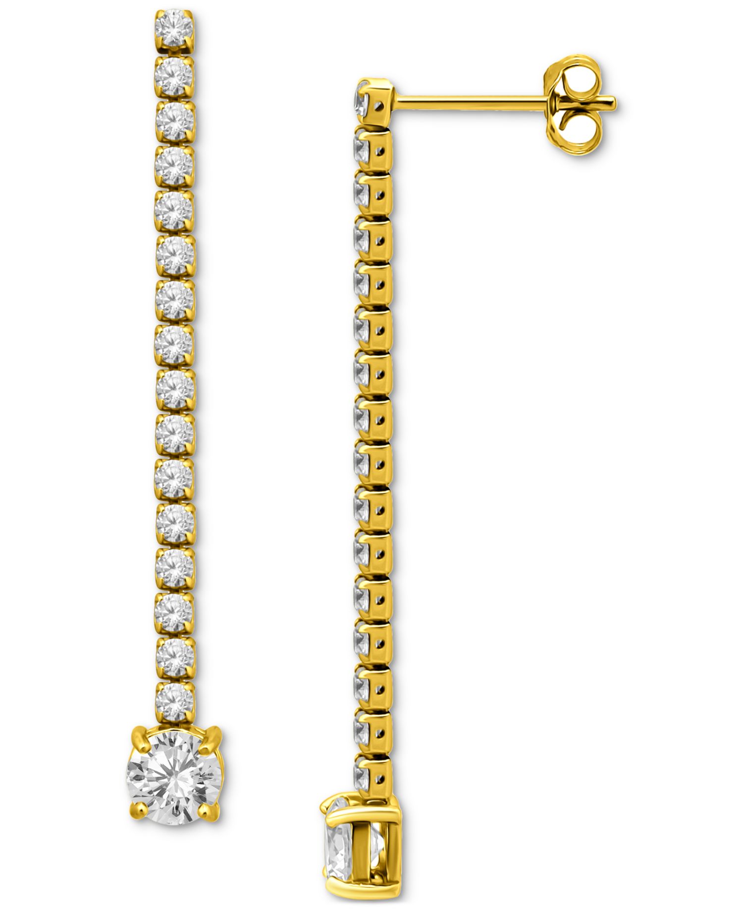 Cubic Zirconia Linear Drop Earrings