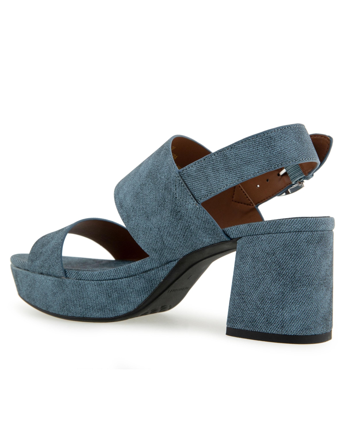Shop Aerosoles Women's Camilia Round Toe Platform Sandals In Blue Jean Denim Textured Faux Leather