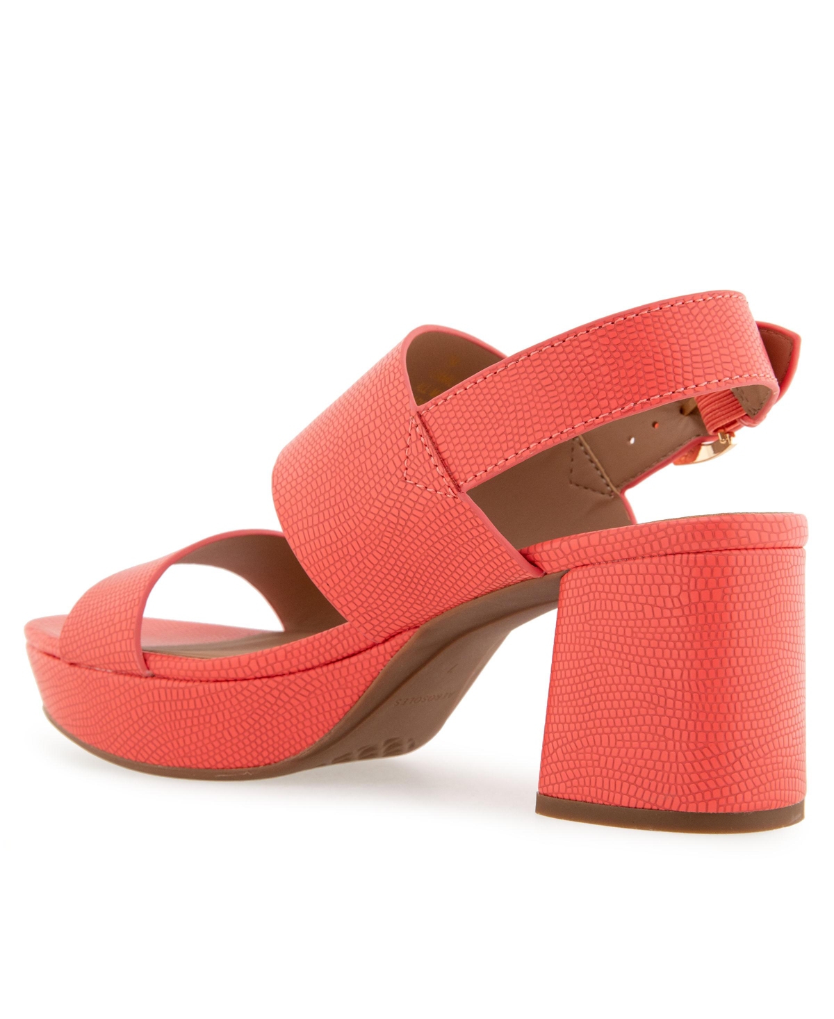 Shop Aerosoles Women's Camilia Round Toe Platform Sandals In Coral Lizard Embossed Faux Leather