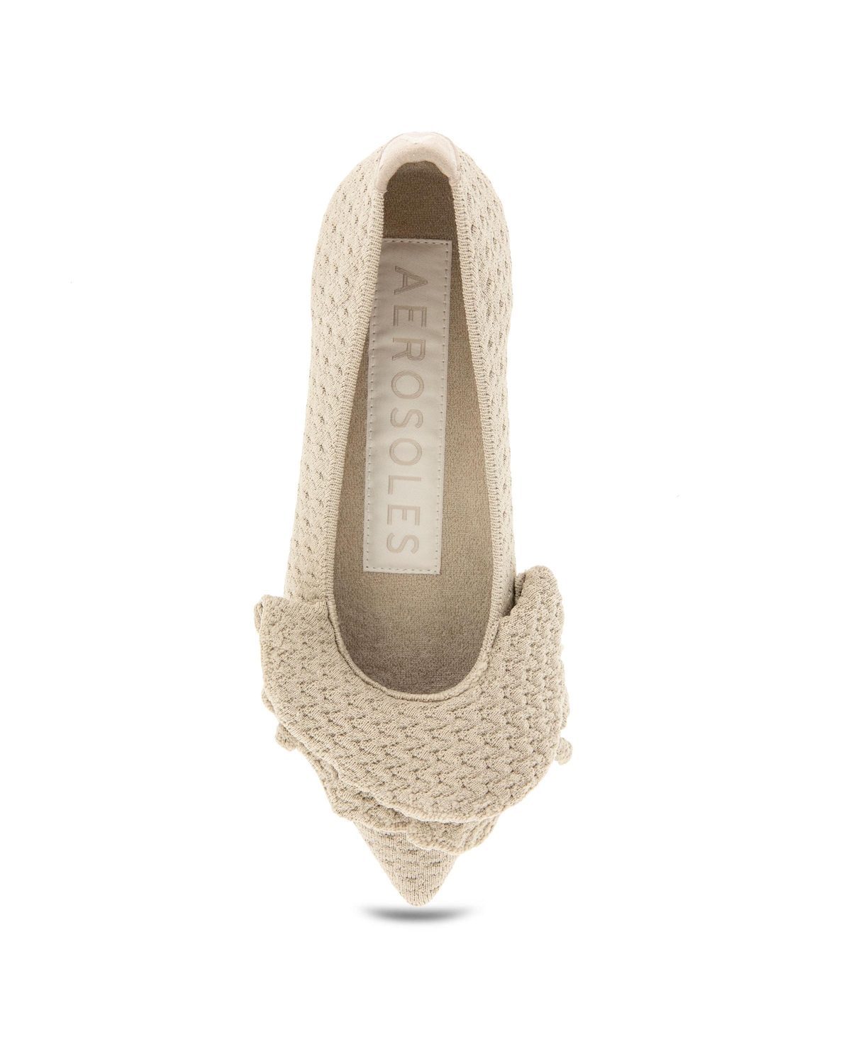 Shop Aerosoles Women's Damira Pointed Toe Dress Flats In Stone Textured Knit Fabric