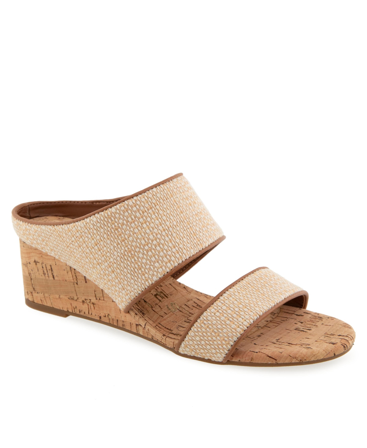 Women's Wheeler Round Toe Wedge Sandals - Natural/Tan Raffia