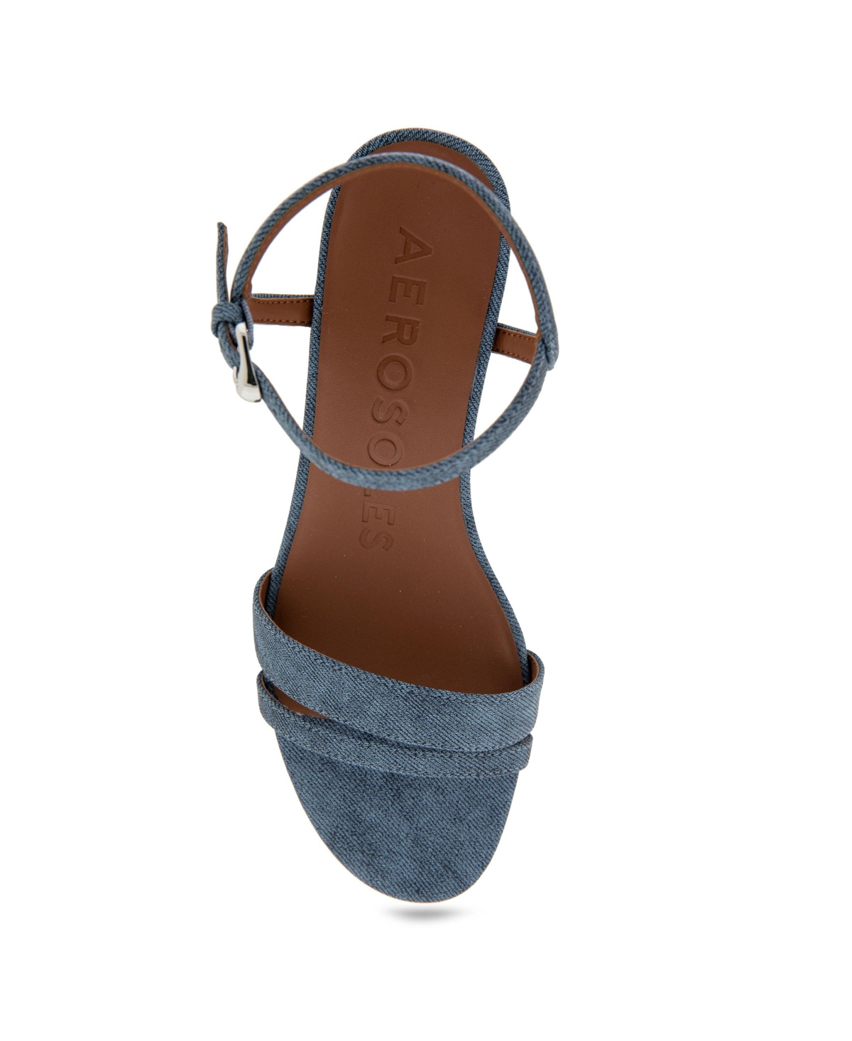Shop Aerosoles Women's Witt Round Toe Wedge Sandals In Blue Denim Textured Faux Leather
