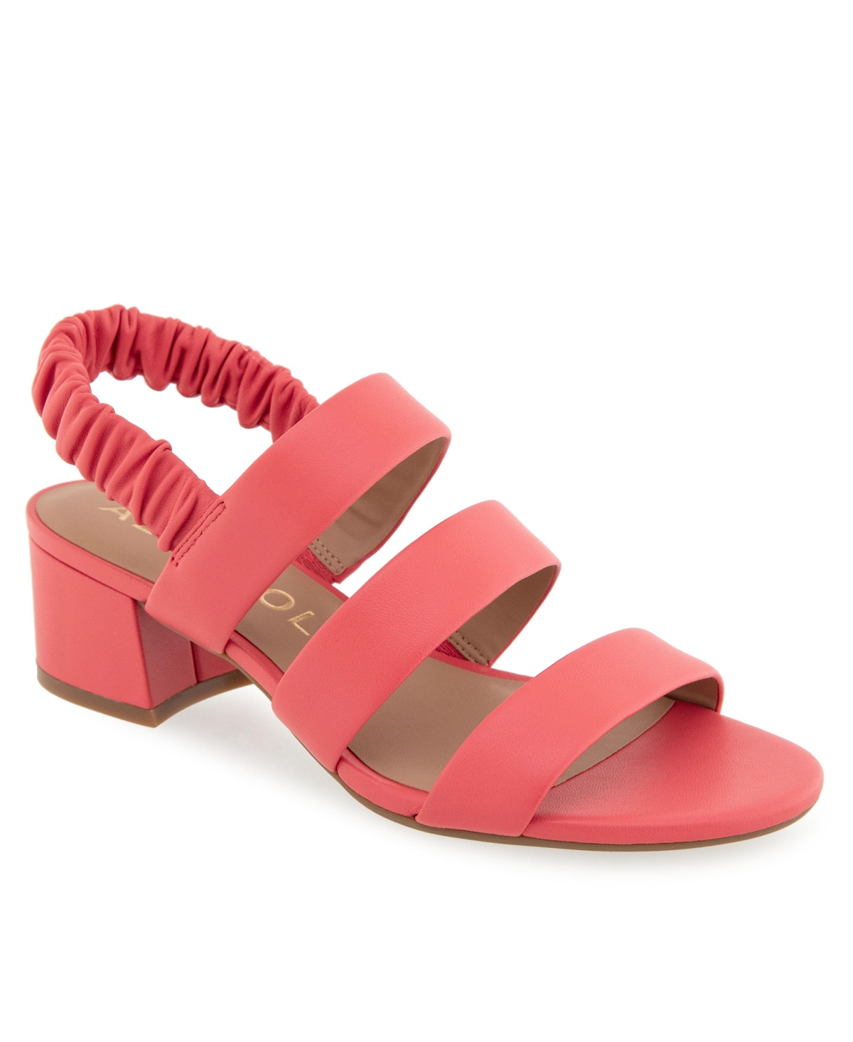Shop Aerosoles Women's Clarissa Round Toe Slingback Sandals In Coral Leather