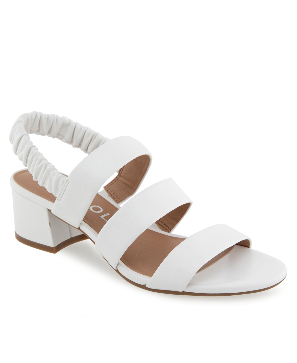 Shop Aerosoles Women's Clarissa Round Toe Slingback Sandals In White Leather