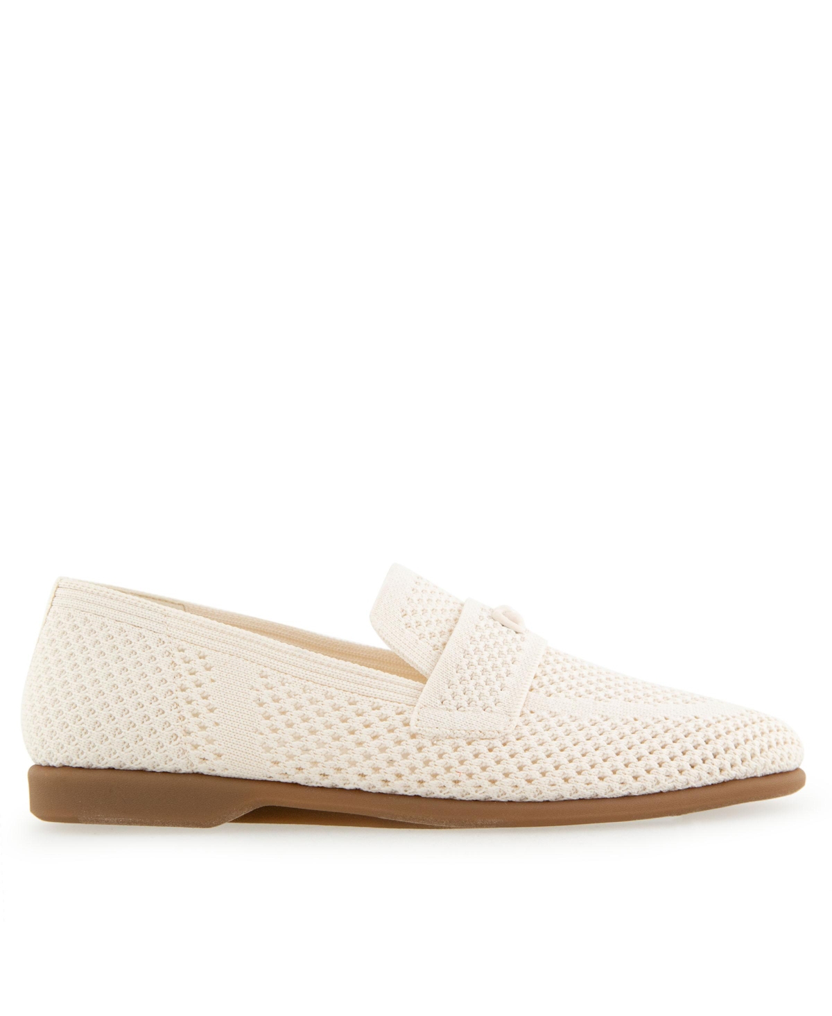 AEROSOLES WOMEN'S NANTI KNIT SMOKING ALMOND TOE SLIPPER FLATS 