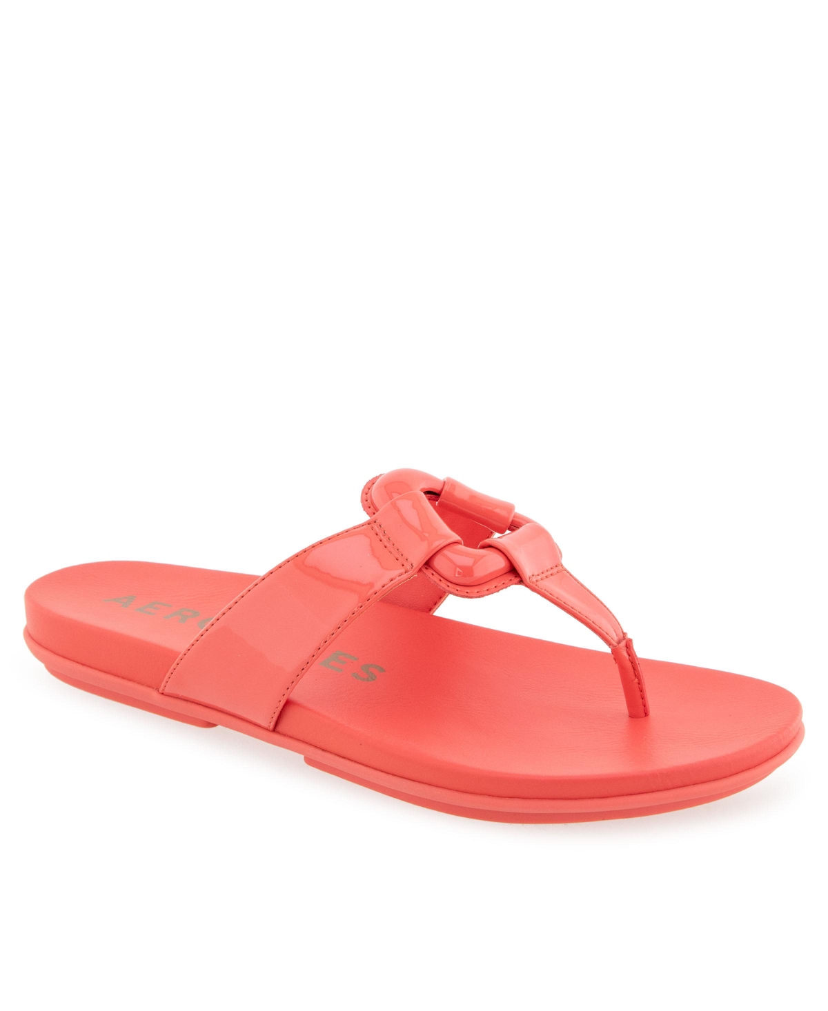 Women's Fallon Round Toe Thong Sandals - Black Faux Leather