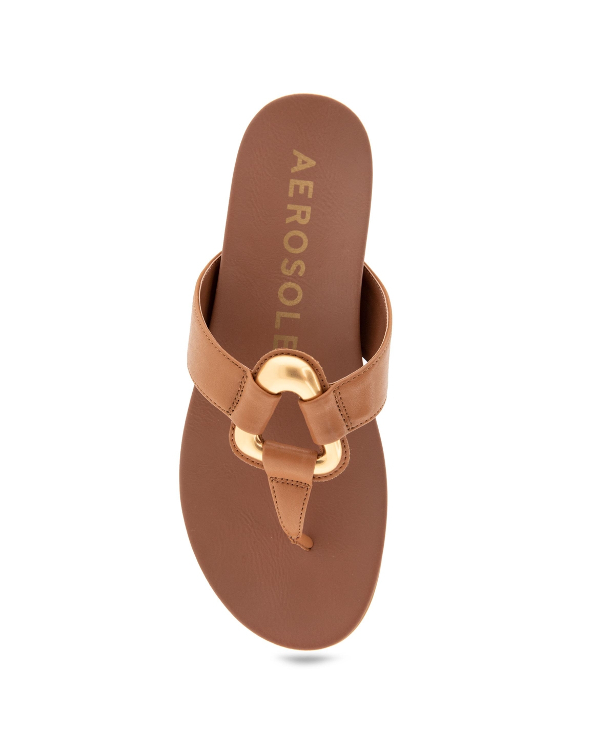 Shop Aerosoles Women's Fallon Round Toe Thong Sandals In Tan Faux Leather