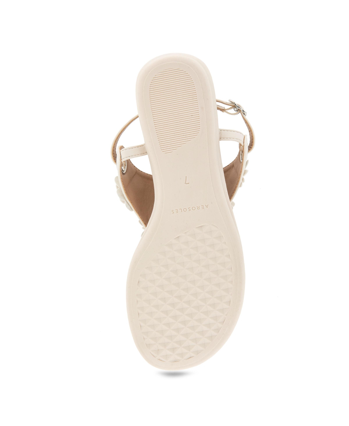 Shop Aerosoles Women's Connie Round Toe Flat Sandals In Eggnog Faux Leather