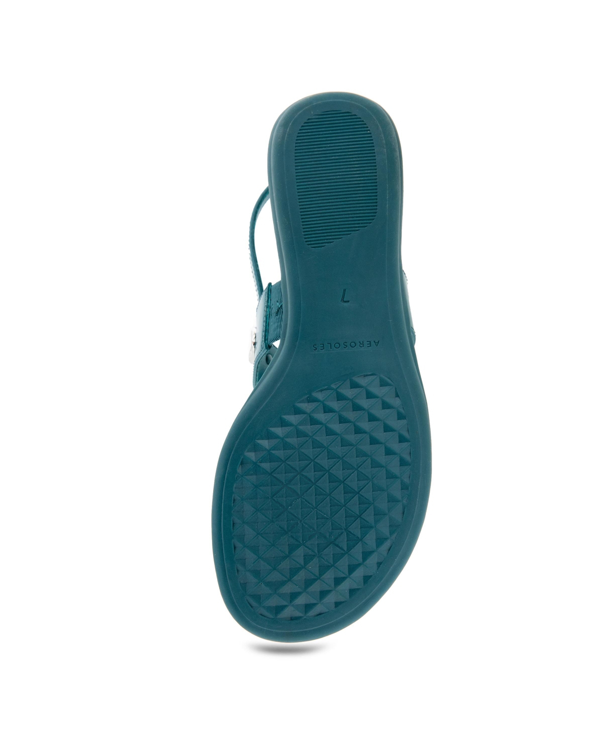 Shop Aerosoles Women's Lago Round Toe Thong Sandals In Teal Patent Faux Leather